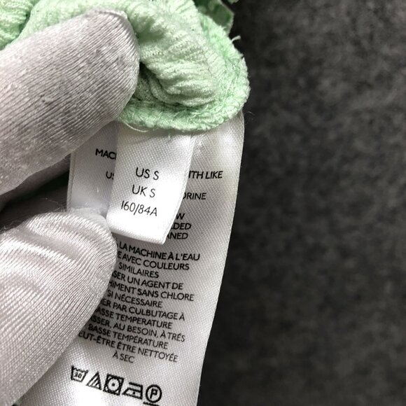 Urban Outfitters Crinkle Cropped Shirt Womens S Green Collared Short Sleeve - Picture 8 of 10